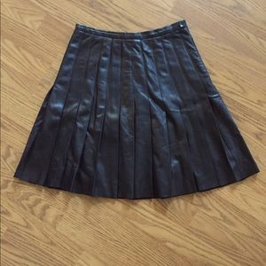 Sold-Burberry Leather Pleated Mini Skirt